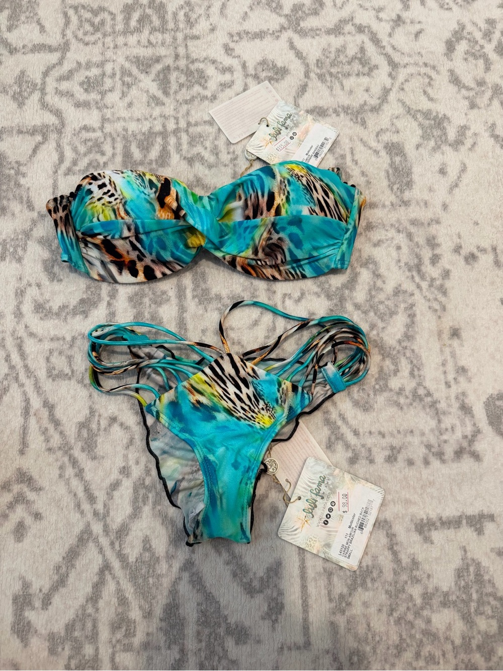 Luli Fama Turquoise Animal-Print Kids Bikini Set